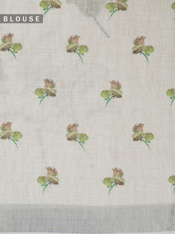 Green Linen Plain Banarasi Saree