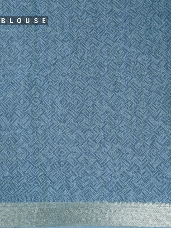 Blue Chanderi Printed Banarasi Saree