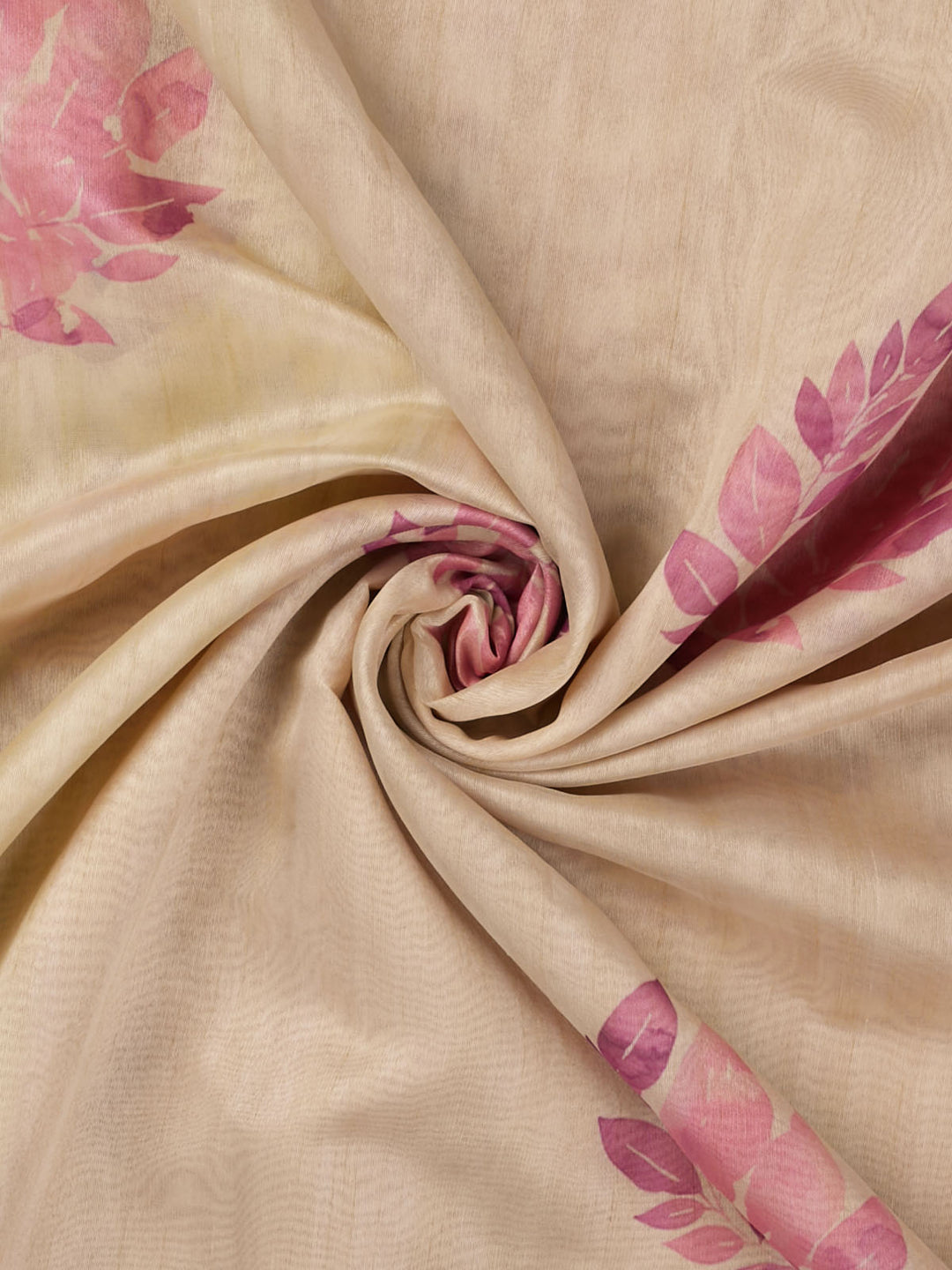 Pink Chanderi Floral Print  Banarasi Saree_3