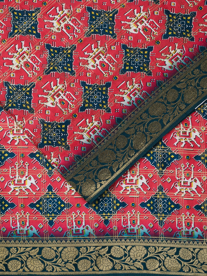 Pink Dola Silk  Patola Printed Banarasi Saree