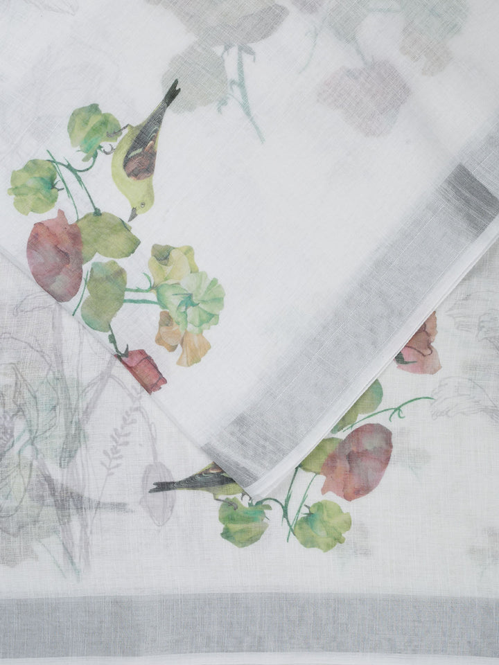 Green Linen Plain Banarasi Saree