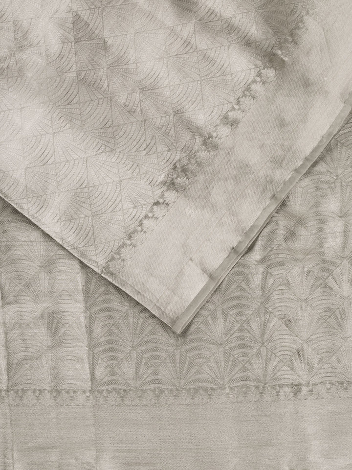Silver Pure Tissue Broacde Banarasi Saree