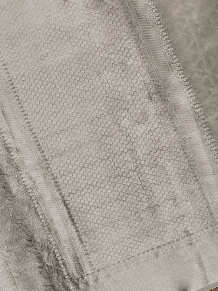Silver Pure Tissue Broacde Banarasi Saree
