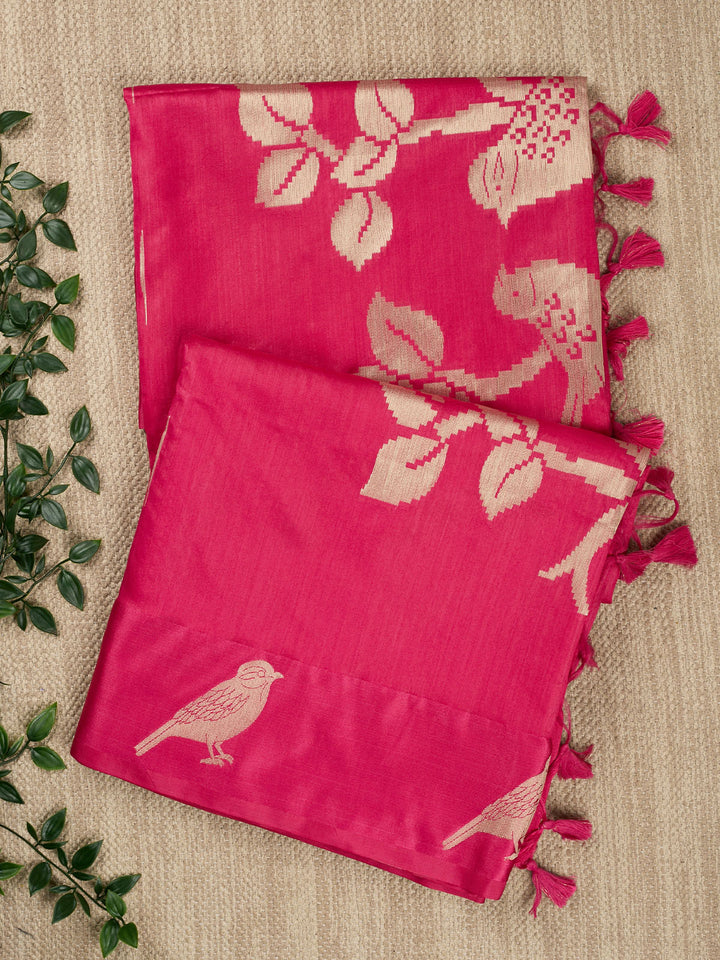 Rani Cotton Plain  Banarasi Saree