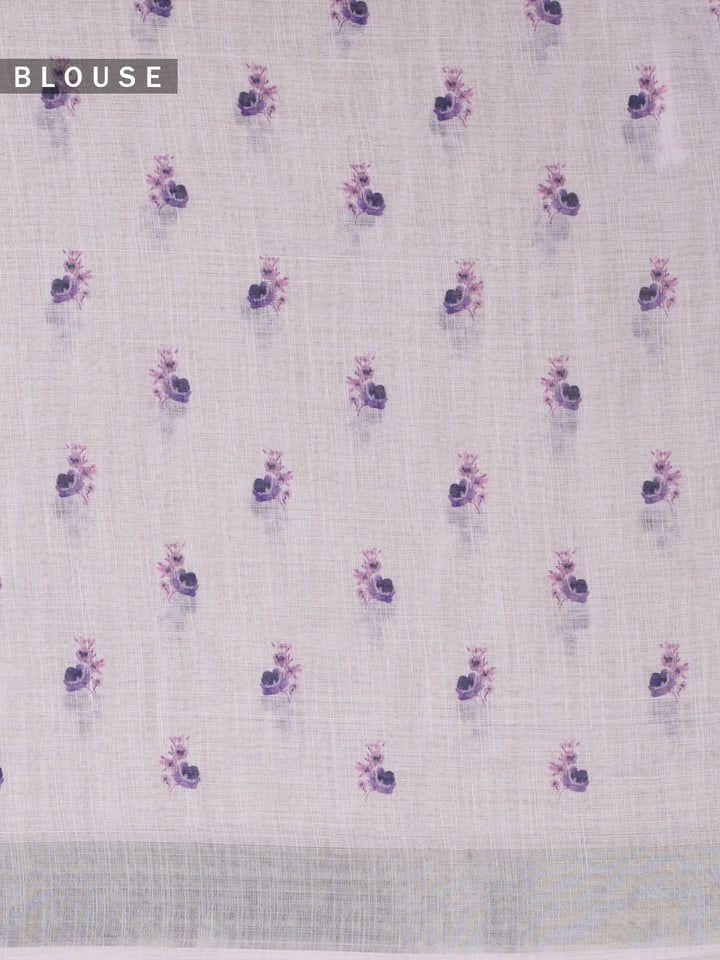 Purple Linen Plain Banarasi Saree