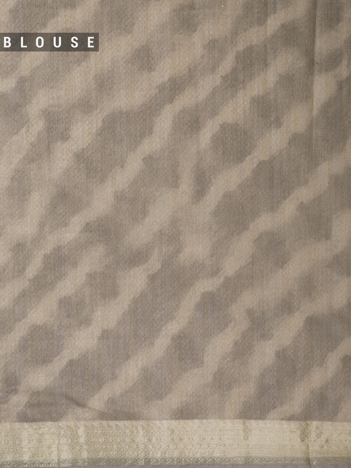 Grey Chanderi Floral Print Banarasi Saree