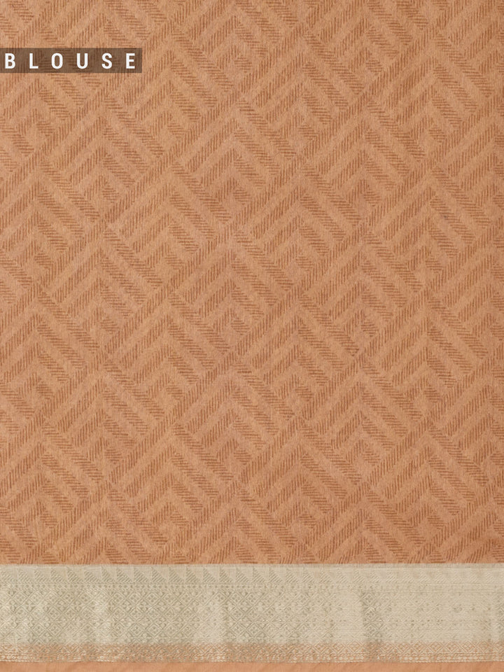 Orange Chanderi Printed Banarasi Saree