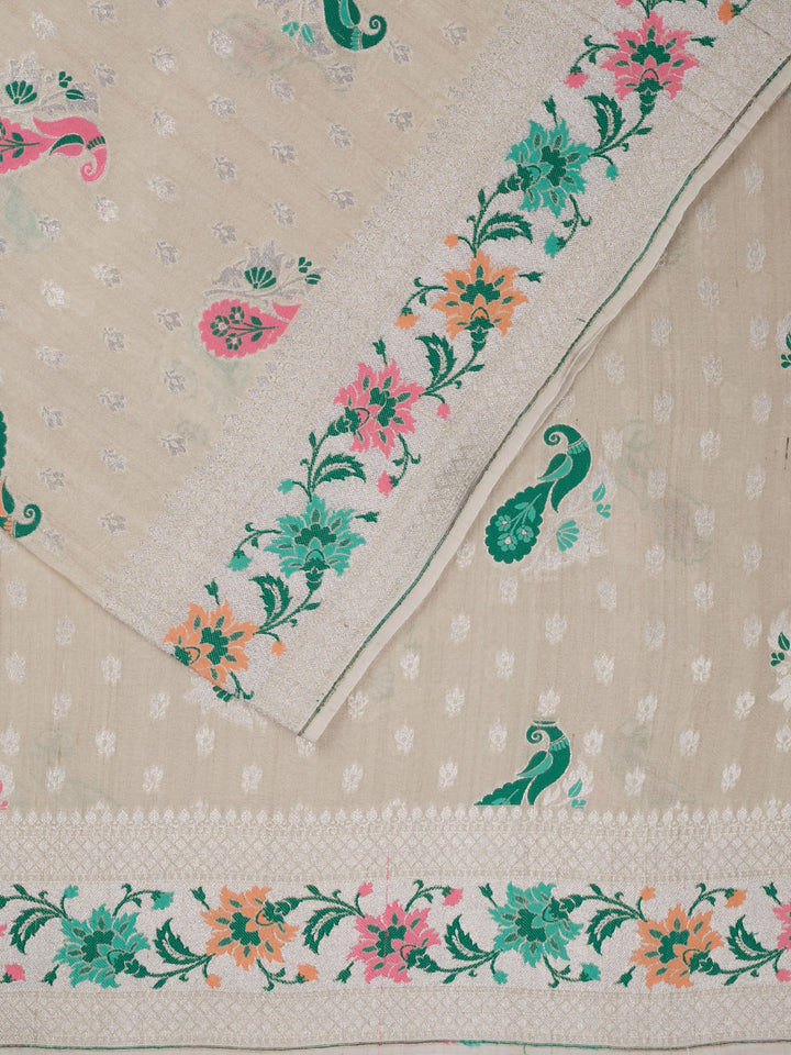 Cream Tussar Georgette Banarasi Saree