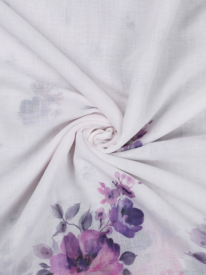 Purple Linen Plain Banarasi Saree