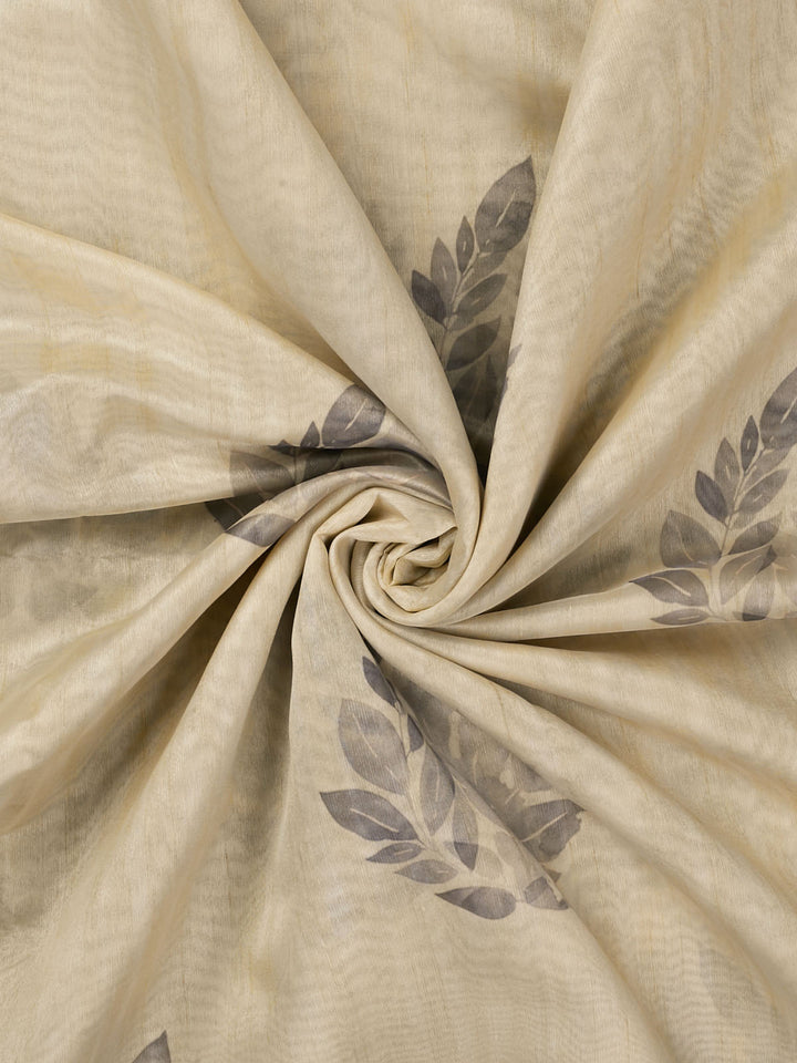 Grey Chanderi Floral Print Banarasi Saree