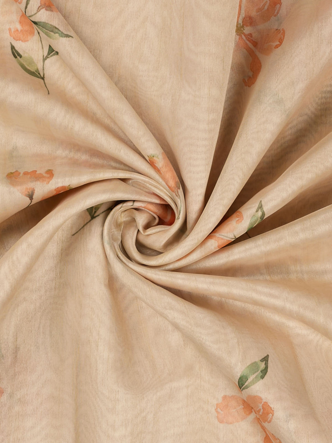 Orange Chanderi Printed Banarasi Saree_3