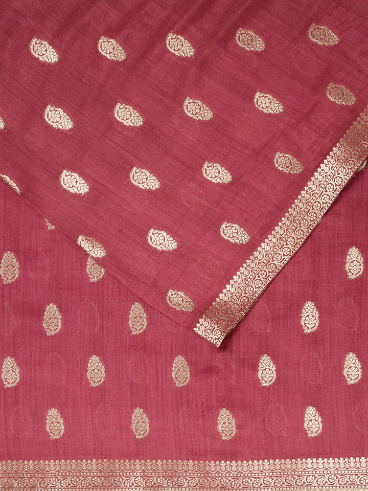 Maroon Chiniya Silk Banarasi Saree