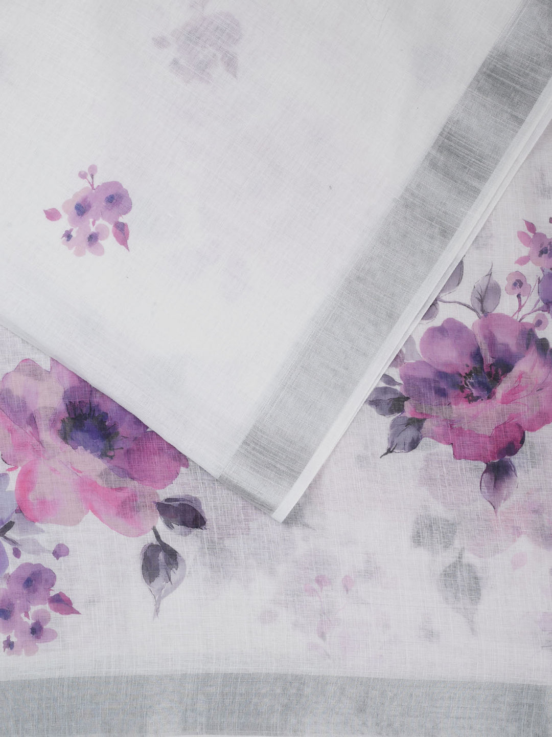 Purple Linen Plain Banarasi Saree_2