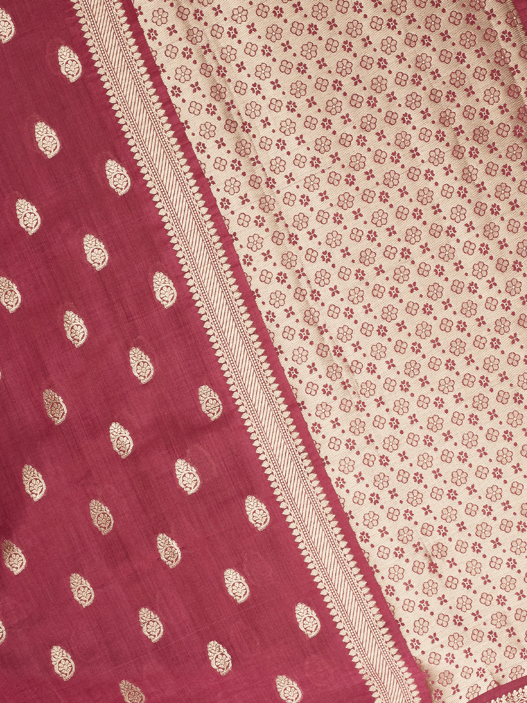 Maroon Chiniya Silk Banarasi Saree_4