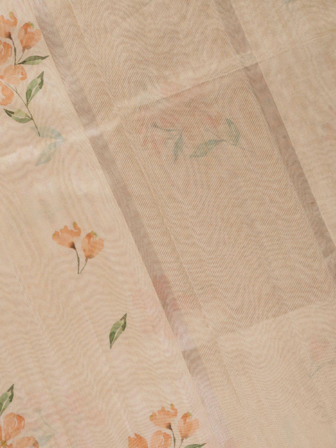 Orange Chanderi Printed Banarasi Saree_4