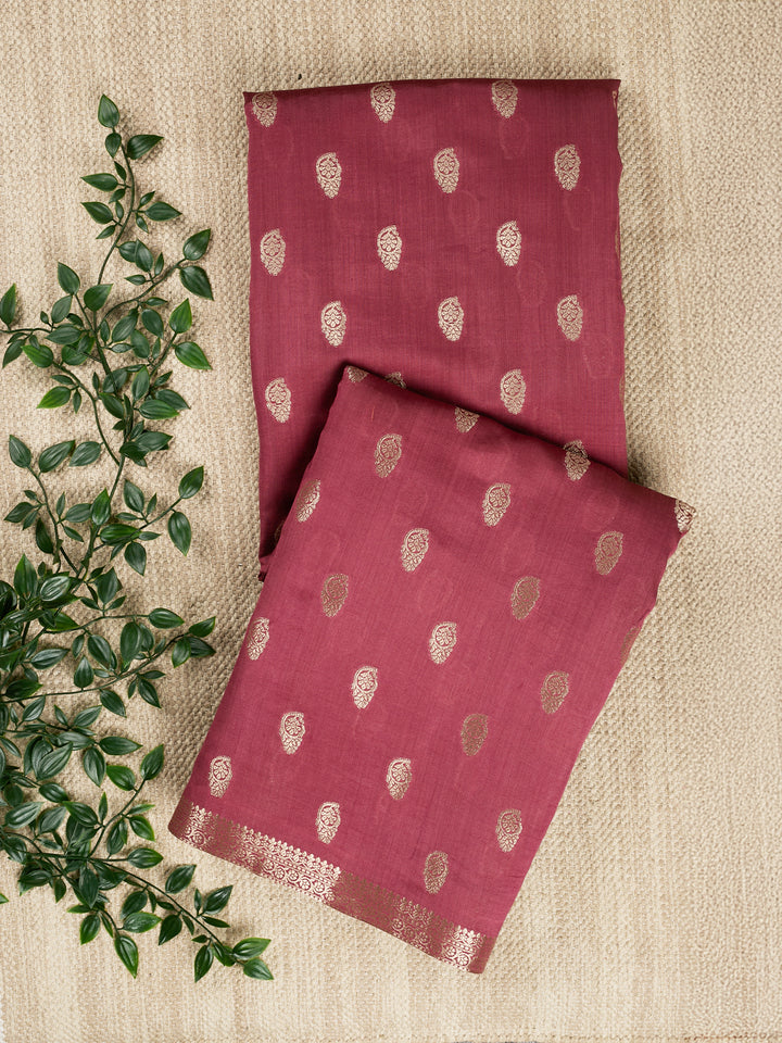 Maroon Chiniya Silk Banarasi Saree