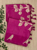 Purple Cotton Plain  Banarasi Saree
