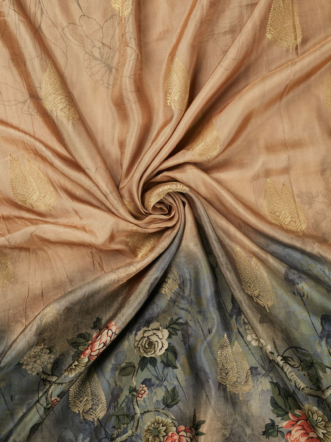 Beige Dola Silk  Printed Banarasi Saree_4