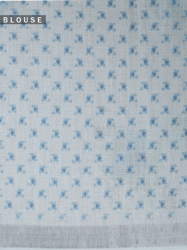 White Linen Plain Banarasi Saree