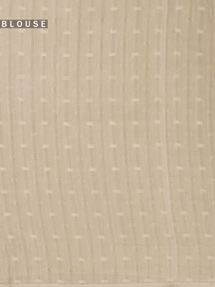 Beige Pure Organza Plain Banarasi Saree