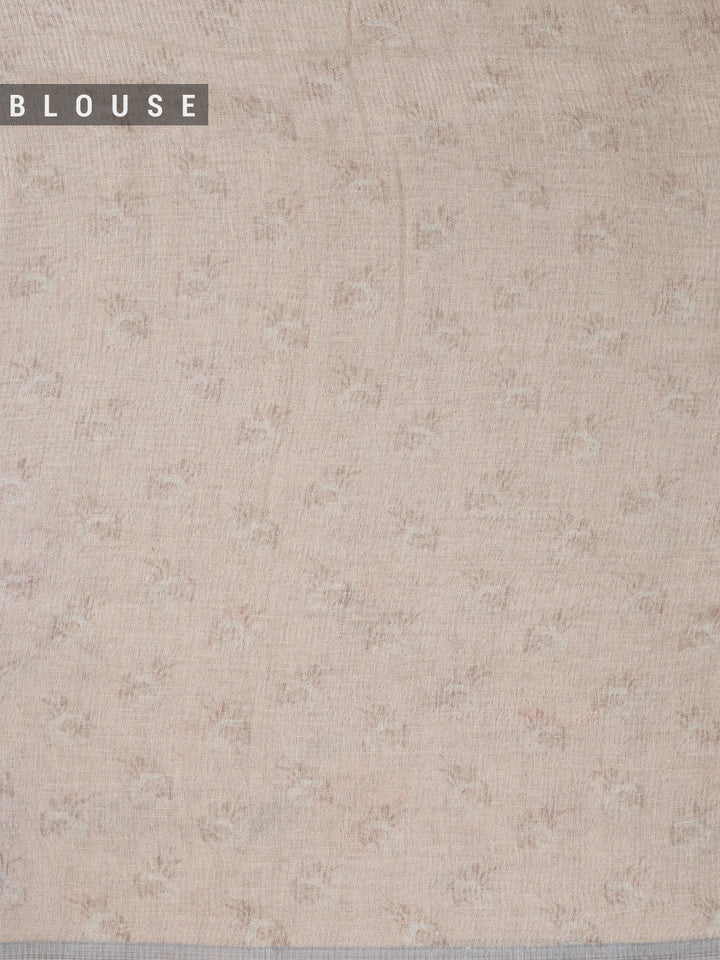 Cream Pure linen Plain Banarasi Saree