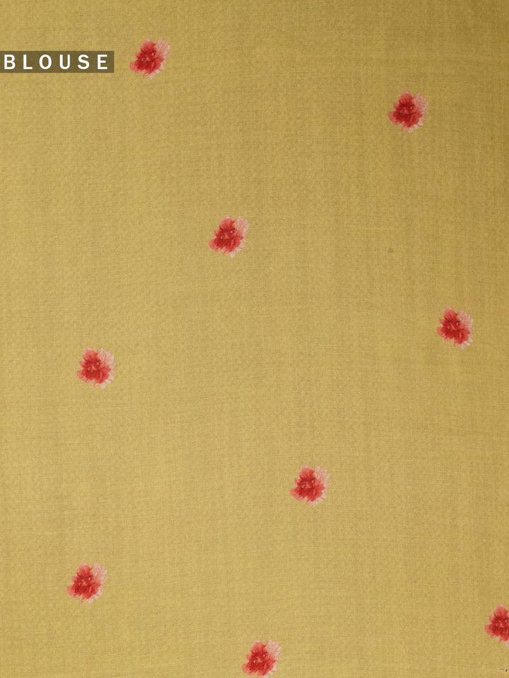 Yellow  Pure Organza Printed Banarasi Saree