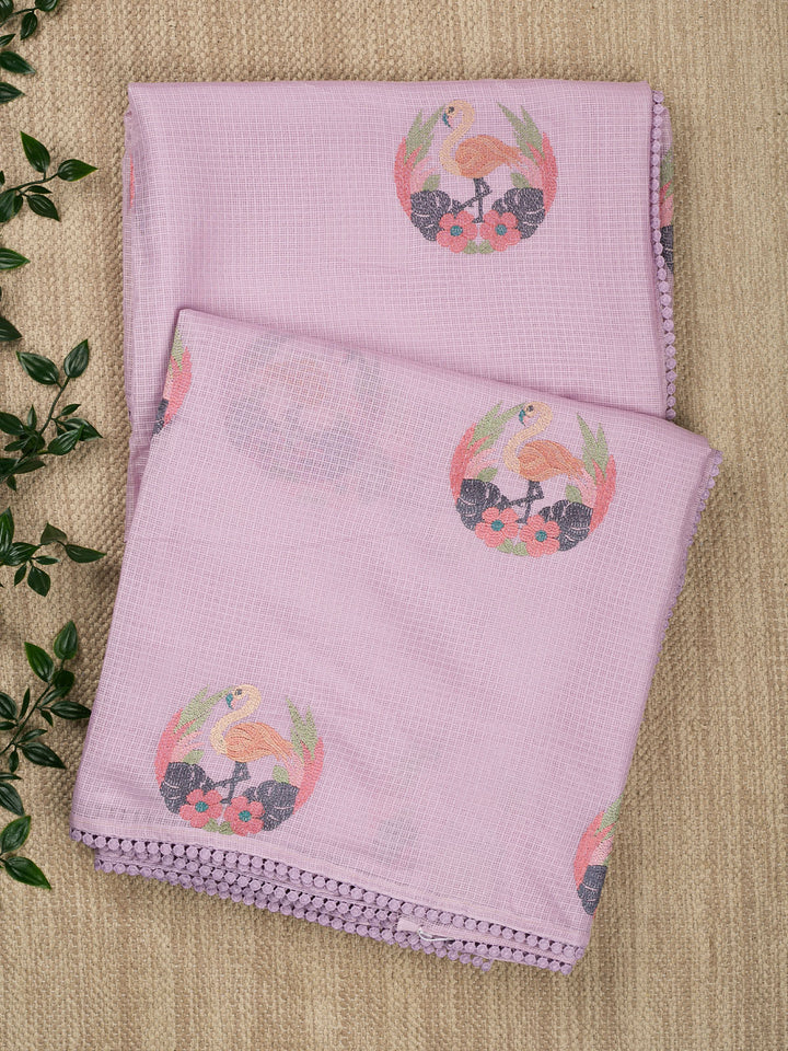 Pink Supernet Thread Butas Banarasi Saree