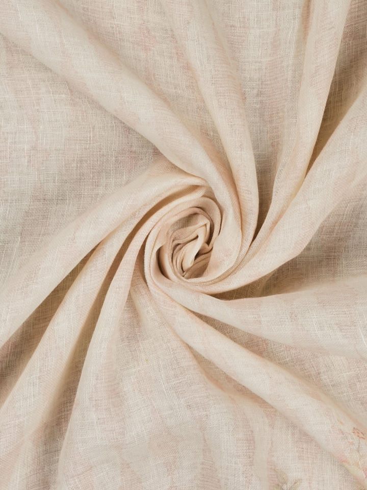 Cream Pure linen Plain Banarasi Saree