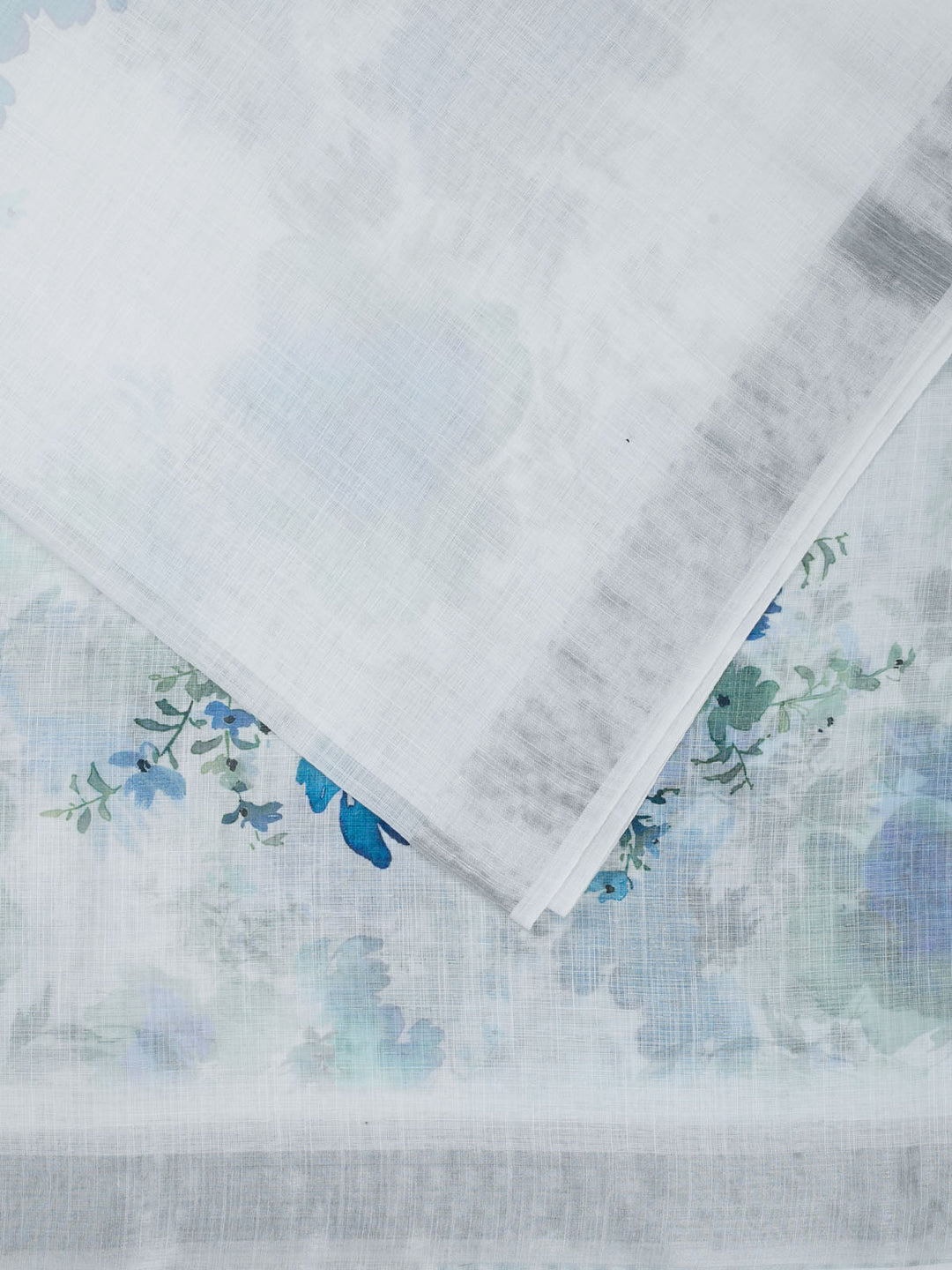 White Linen Plain Banarasi Saree_2