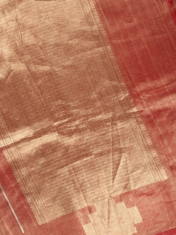 Orange Pure Tissue  Sonarupa Stripes Banarasi Saree