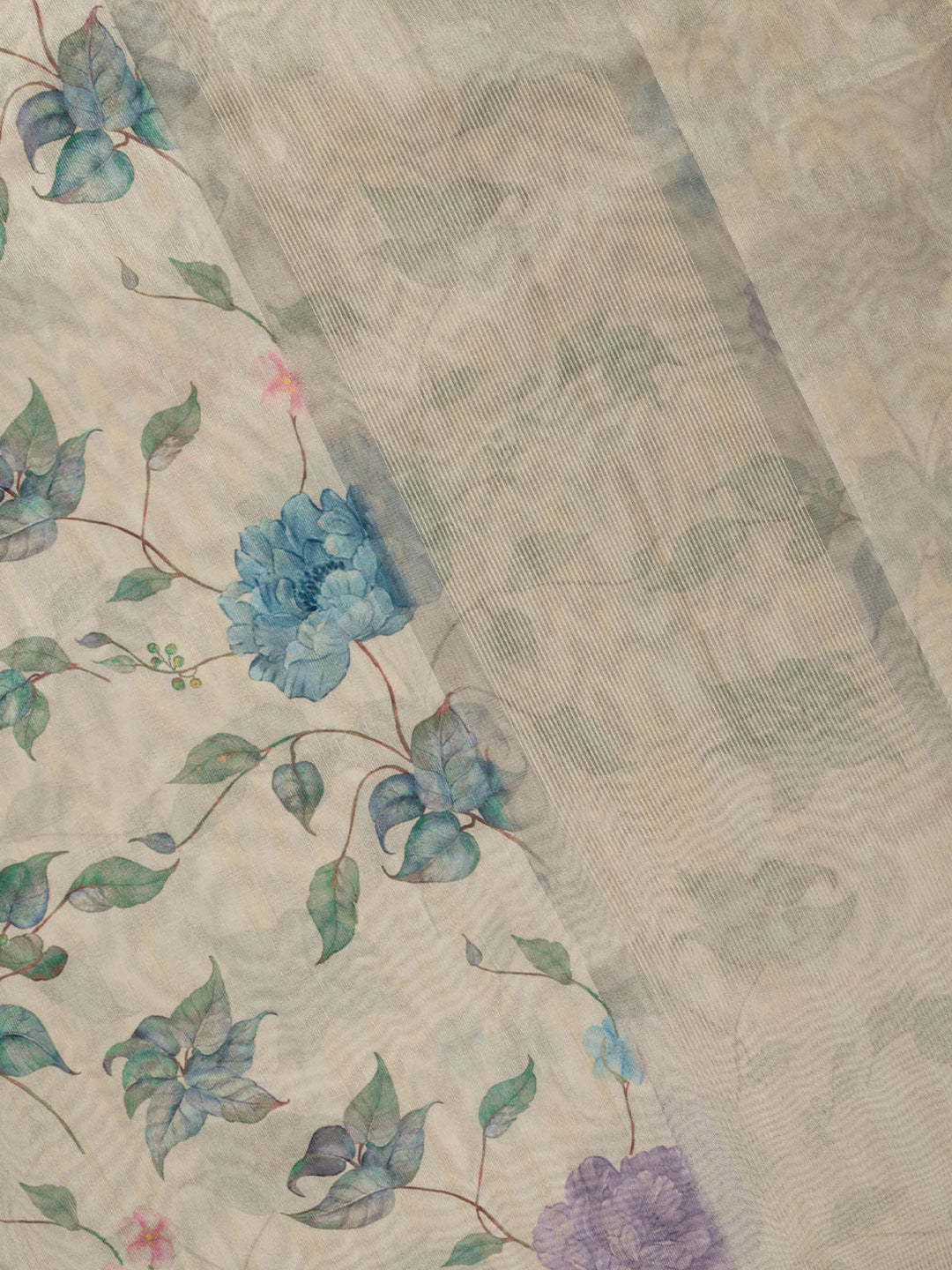 Purple Chanderi Printed Banarasi Saree_4