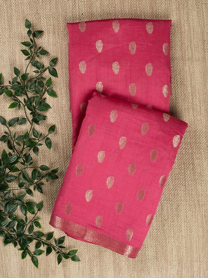 Burgundy Pink Chiniya Silk Banarasi Saree