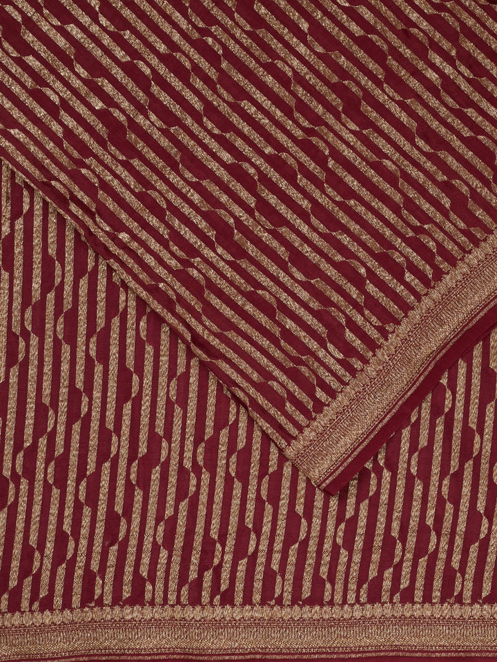 Maroon Crepe Georgette Banarasi Saree