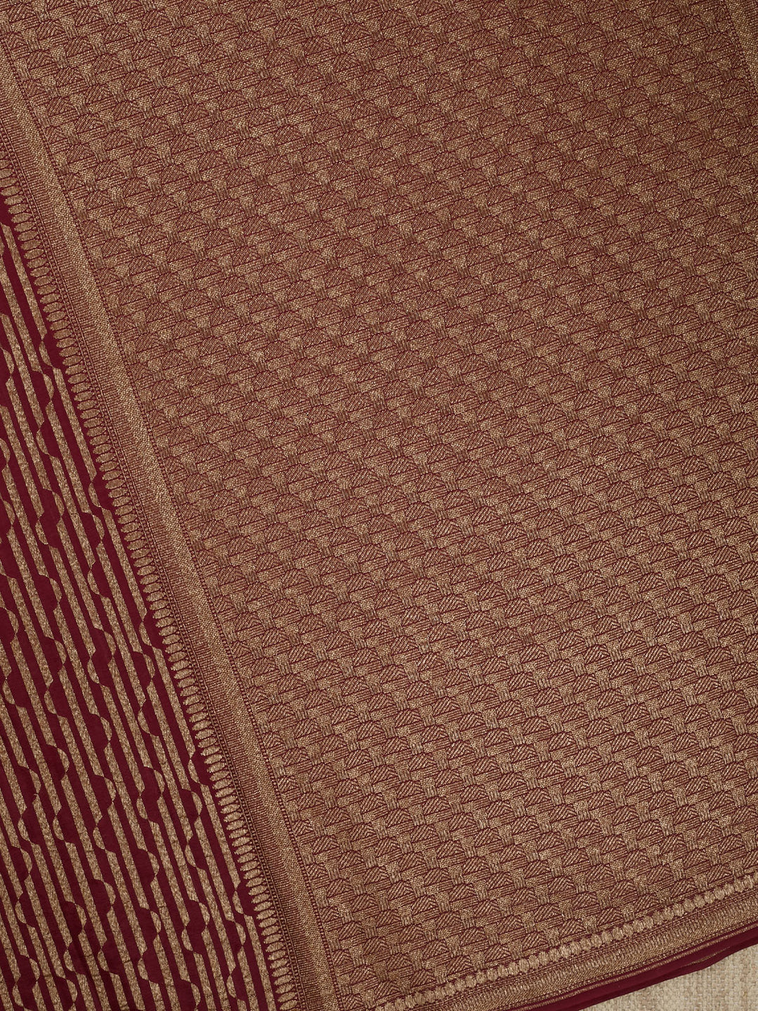 Maroon Crepe Georgette Banarasi Saree_3