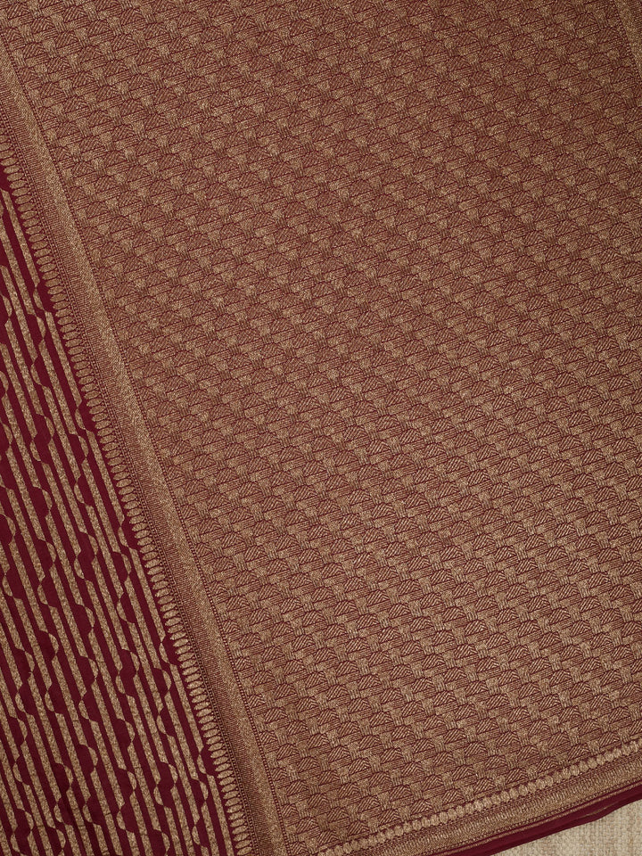 Maroon Crepe Georgette Banarasi Saree