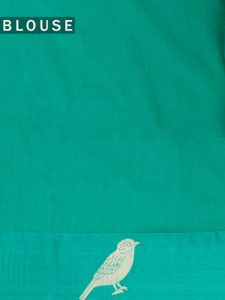 Green Cotton Plain Banarasi Saree