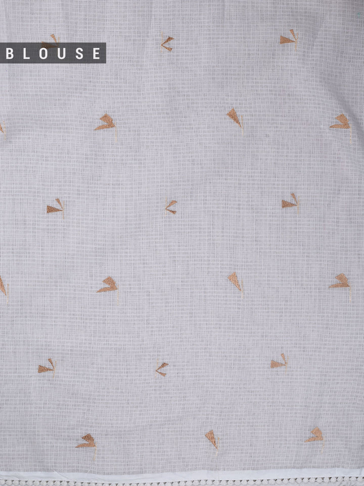 White Kota Resham Embroidery Banarasi Saree