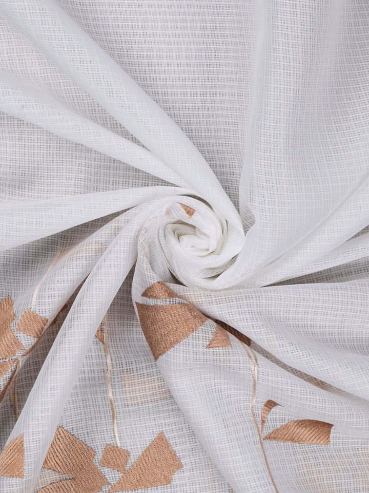 White Kota Resham Embroidery Banarasi Saree