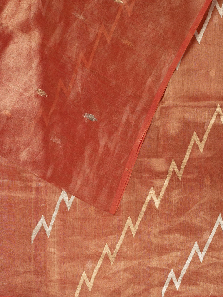 Orange Pure Tissue Sonarupa Zigzag Banarasi Saree