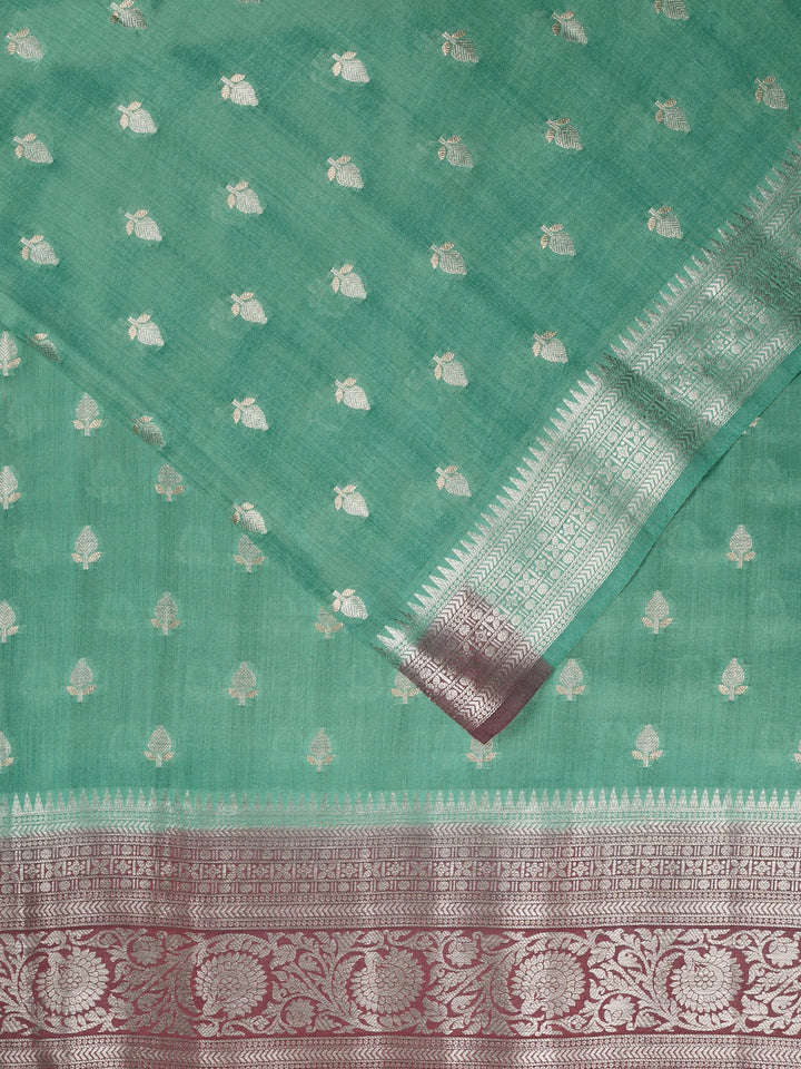 Green Chiniya Silk Banarasi Saree