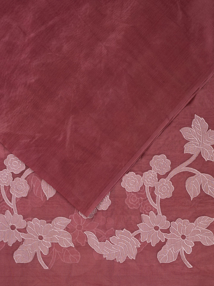 Mauve Organza Plain Banarasi Saree