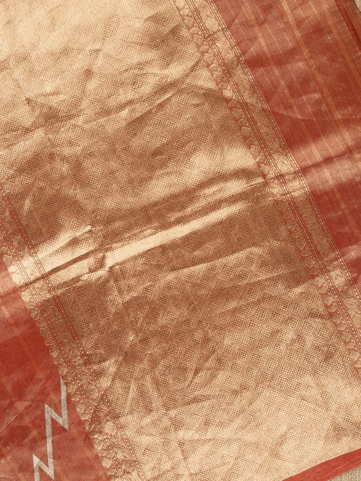 Orange Pure Tissue Sonarupa Zigzag Banarasi Saree