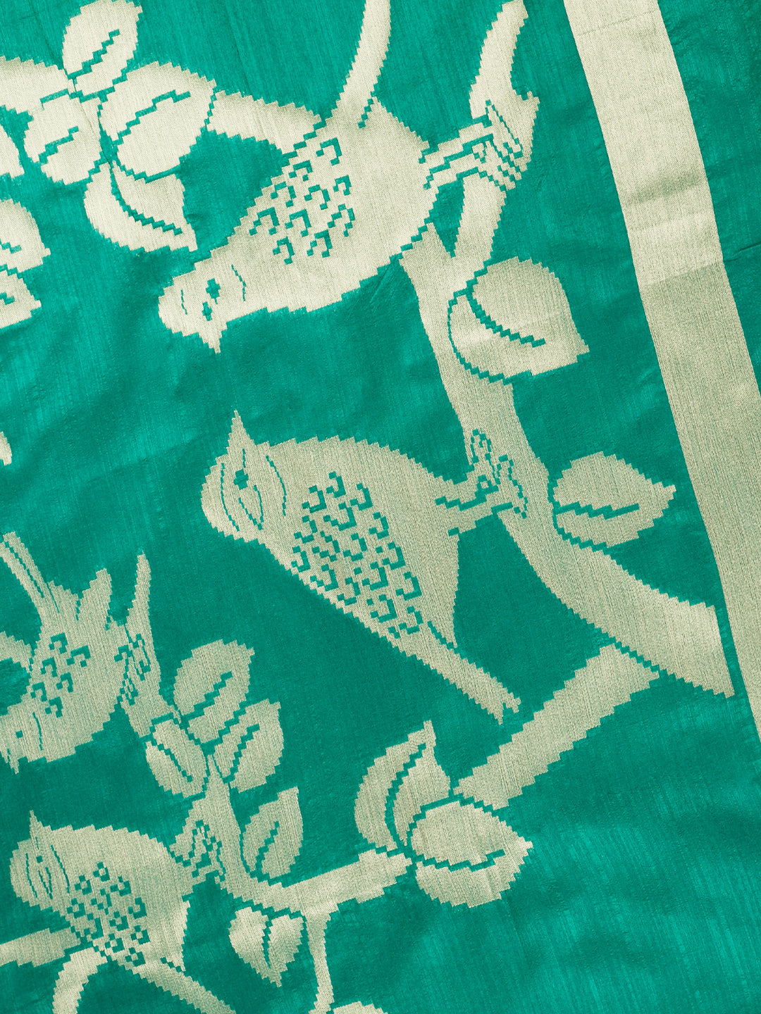 Green Cotton Plain Banarasi Saree_4