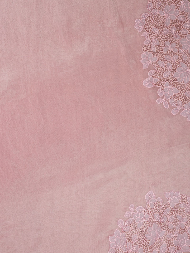 Pink Tissue Plain Banarasi Saree