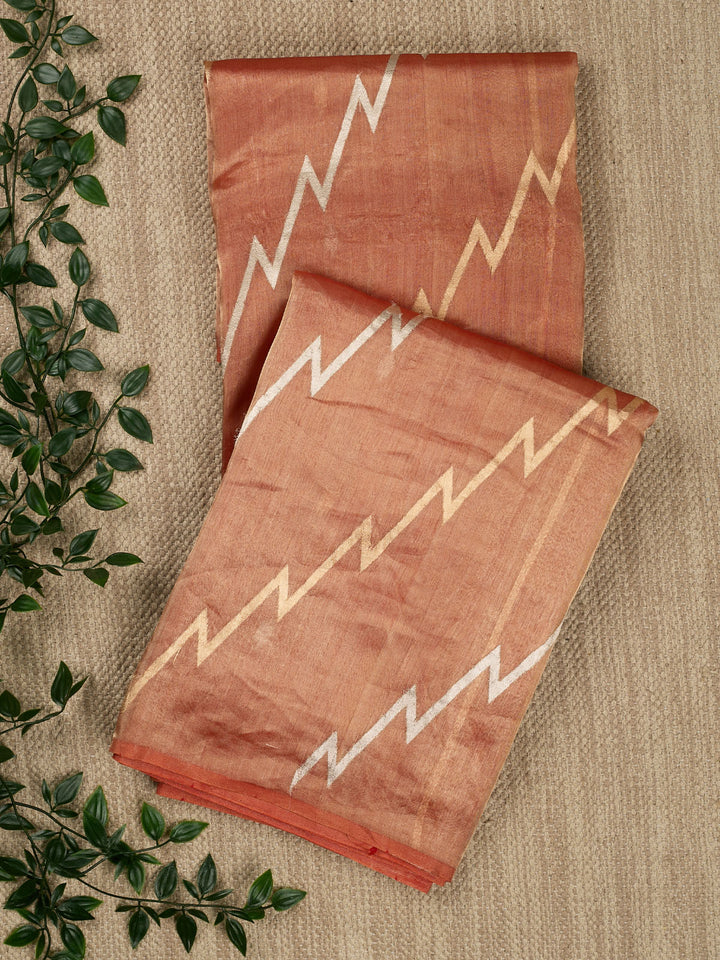 Orange Pure Tissue Sonarupa Zigzag Banarasi Saree
