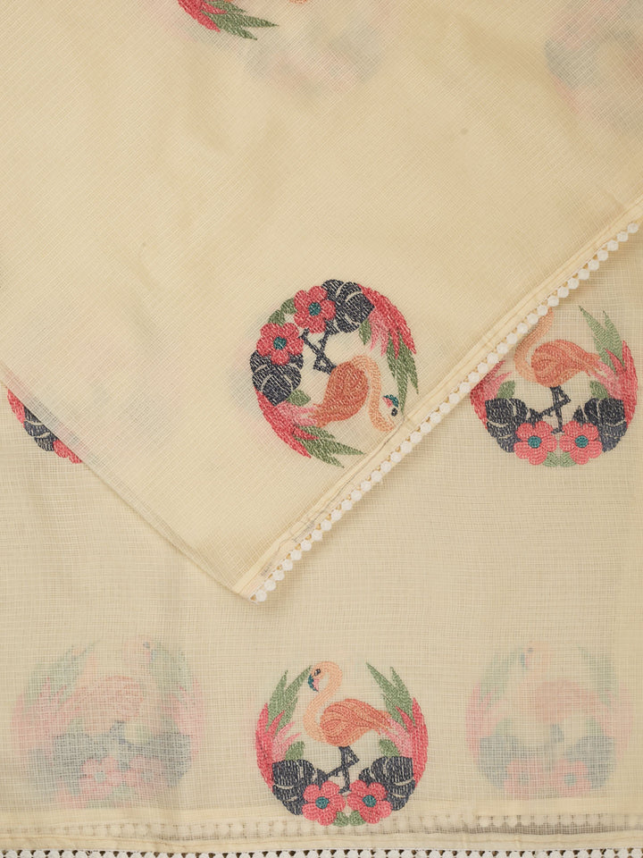 Yellow  Supernet Thread Butas Banarasi Saree