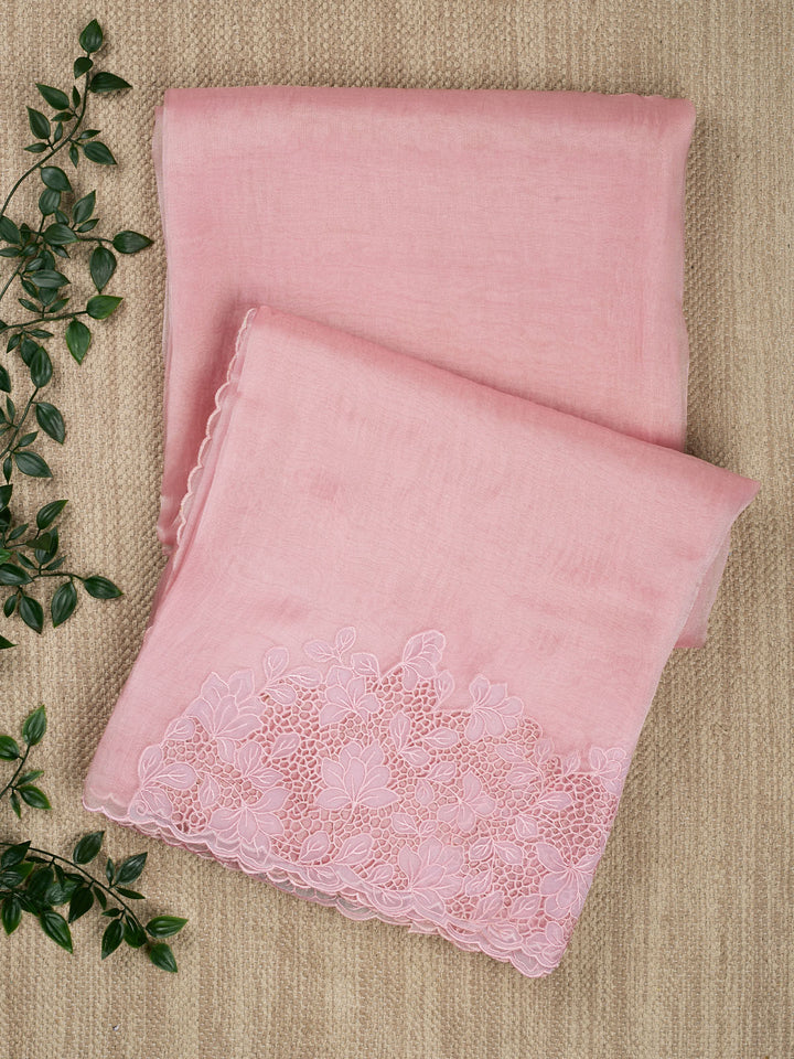 Pink Tissue Plain Banarasi Saree
