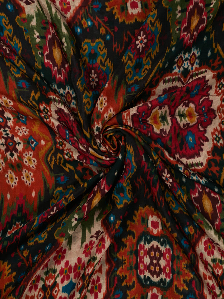 Black Chiffon Printed Banarasi Saree