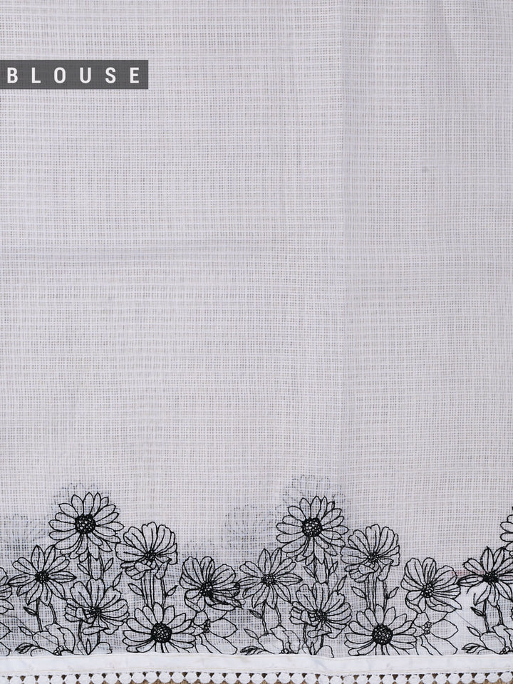 White Kota Thread Butis Banarasi Saree