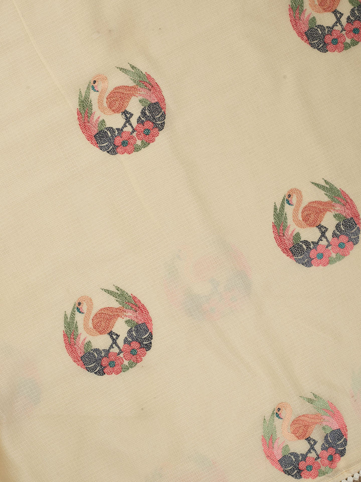 Yellow  Supernet Thread Butas Banarasi Saree